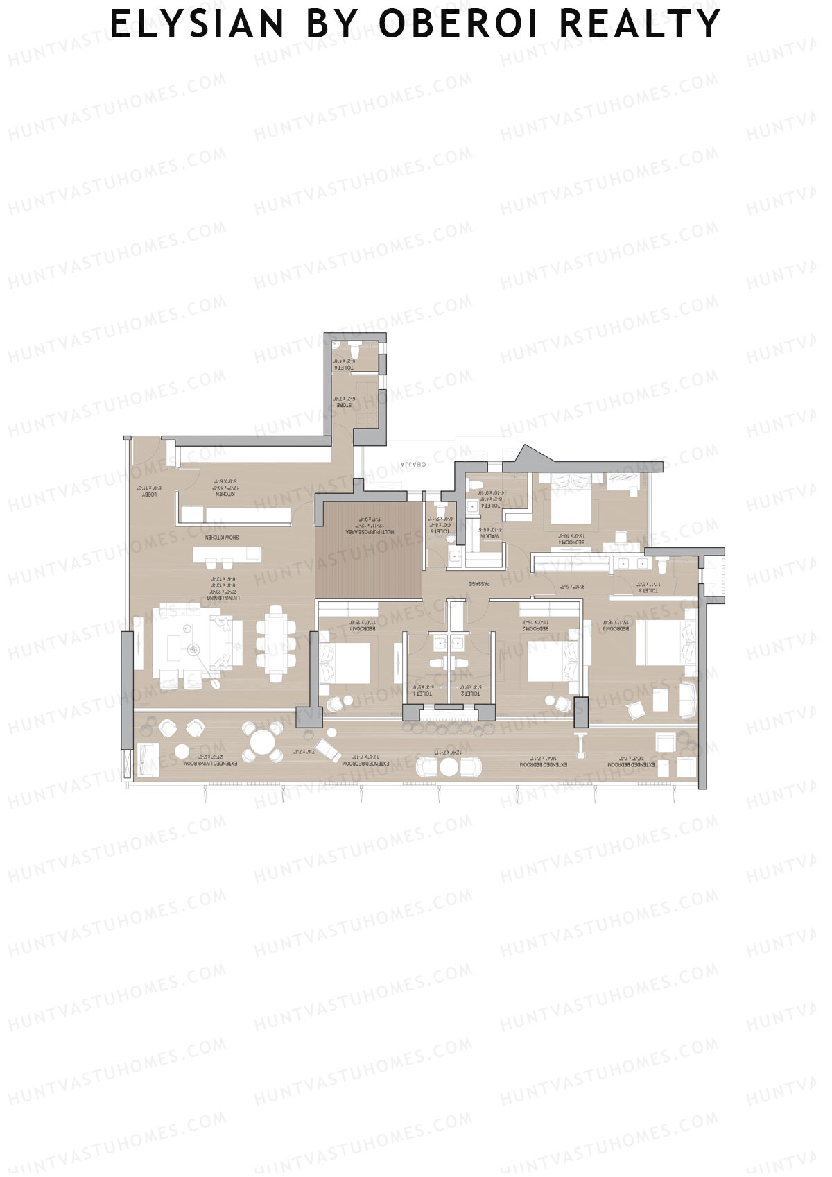 Elysian by Oberoi Realty Tower B Unit 5 Floor Plan