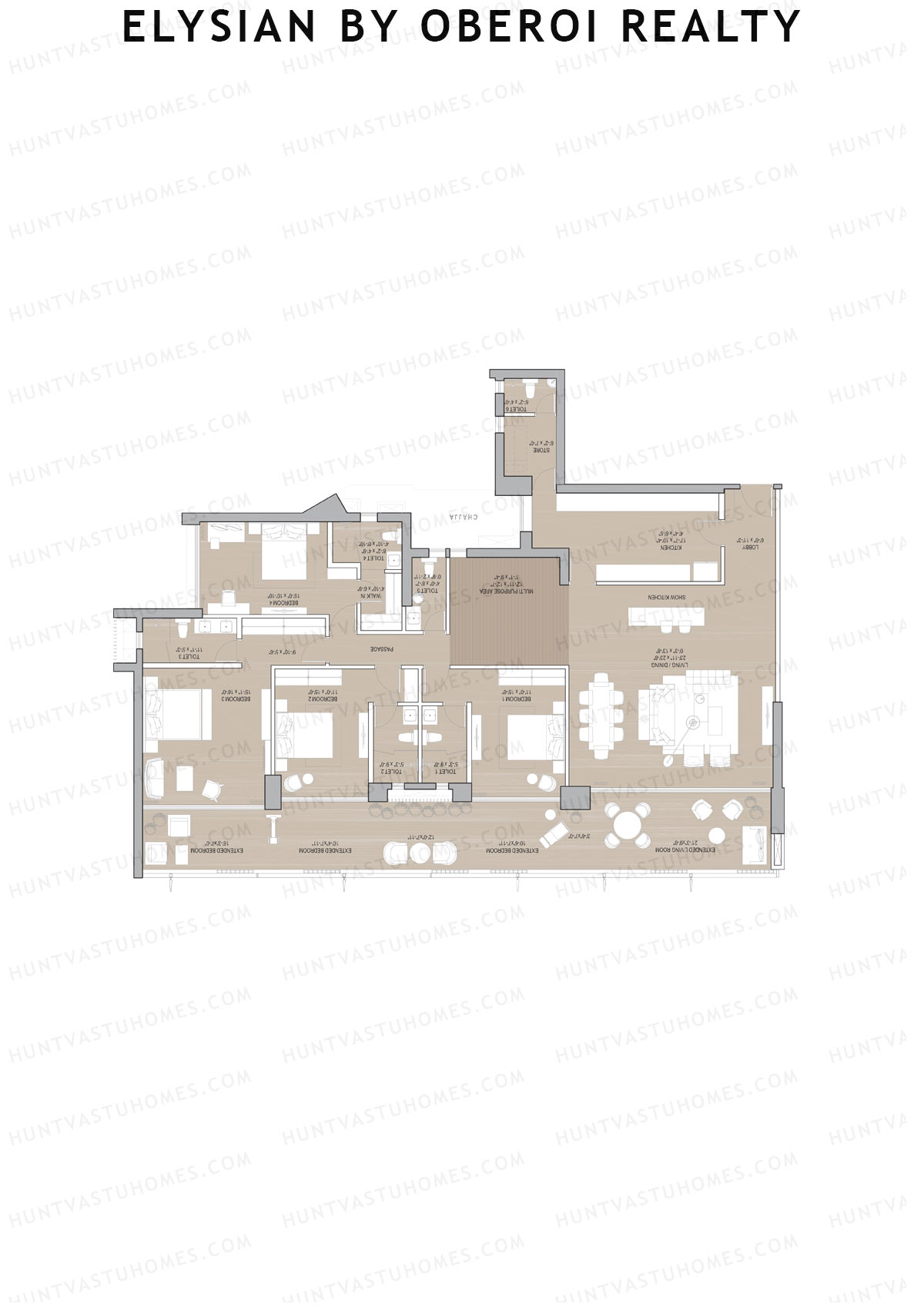 Elysian by Oberoi Realty Tower B Unit 6 Floor Plan