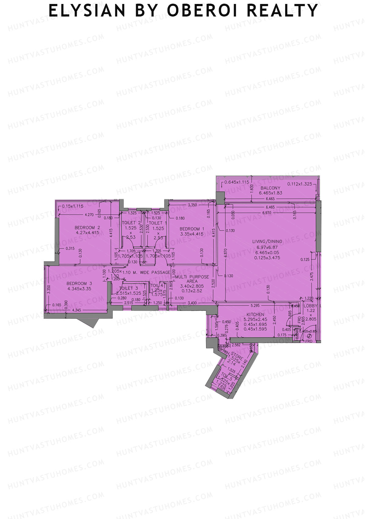 Elysian by Oberoi Realty Tower C Unit 3 Floor Plan