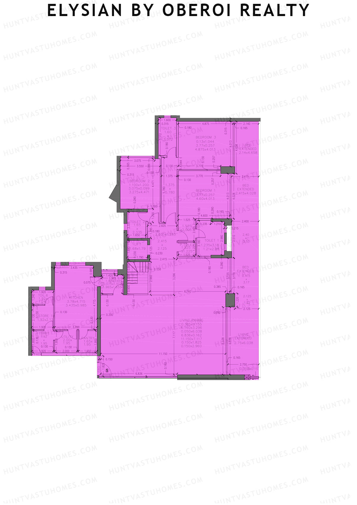 Elysian by Oberoi Realty Tower C Unit 5 (Type PH) Floor Plan