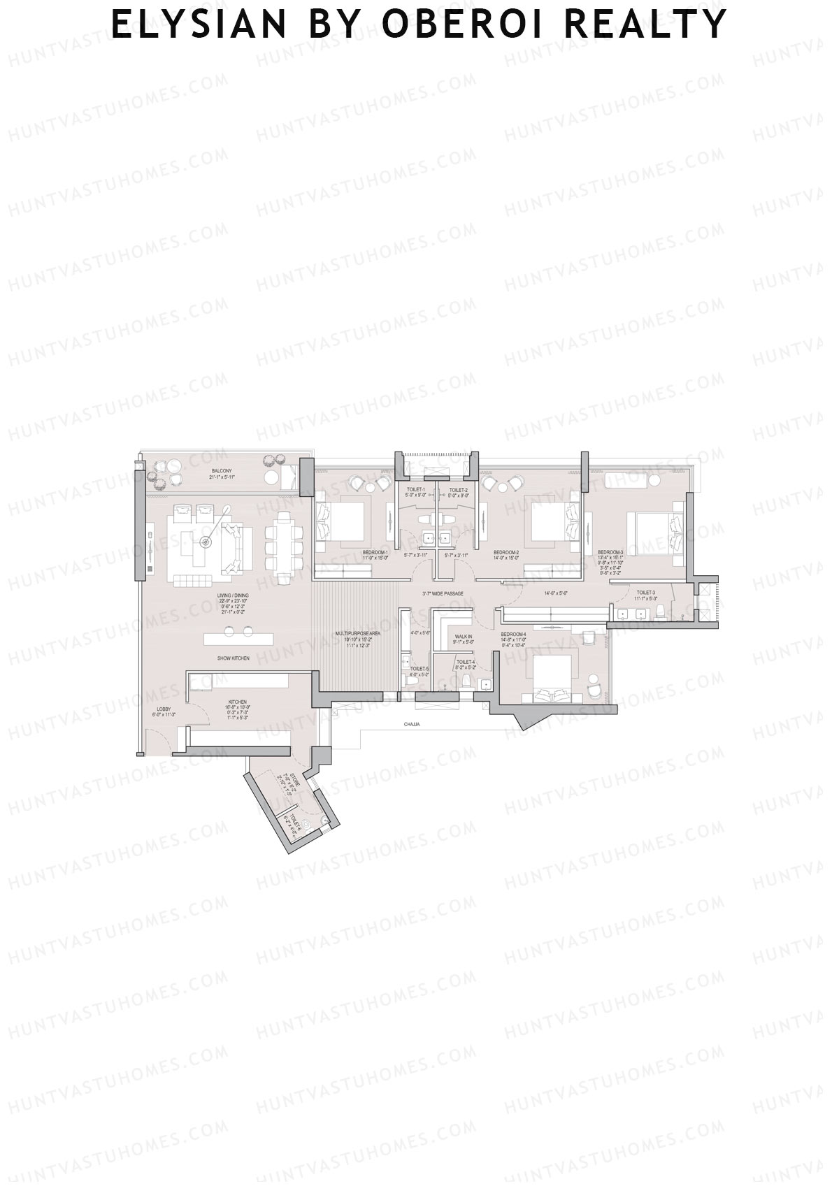 Elysian by Oberoi Realty Tower D Unit 2 Floor Plan