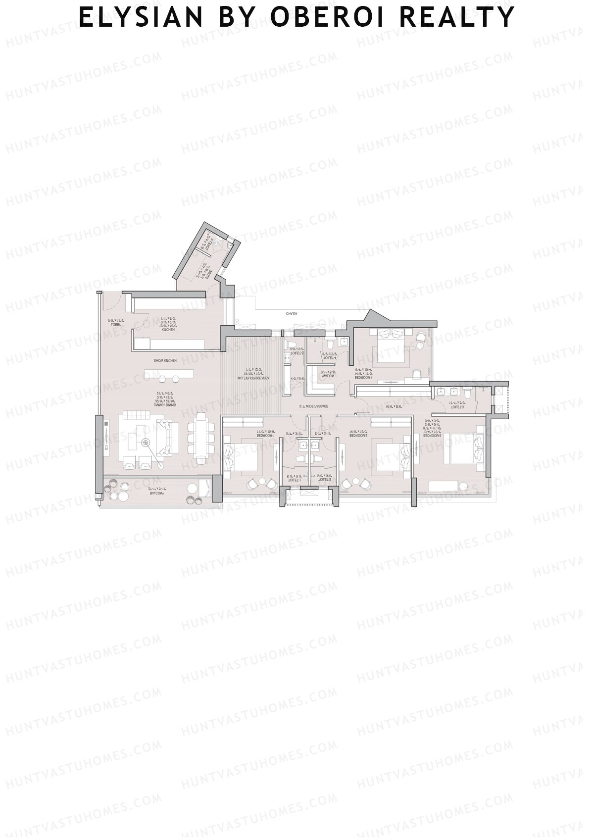 Elysian by Oberoi Realty Tower D Unit 3 Floor Plan
