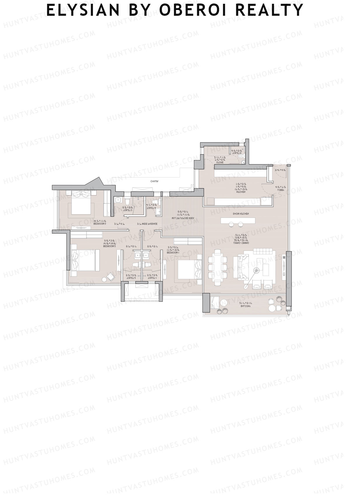 Elysian by Oberoi Realty Tower D Unit 4 Floor Plan