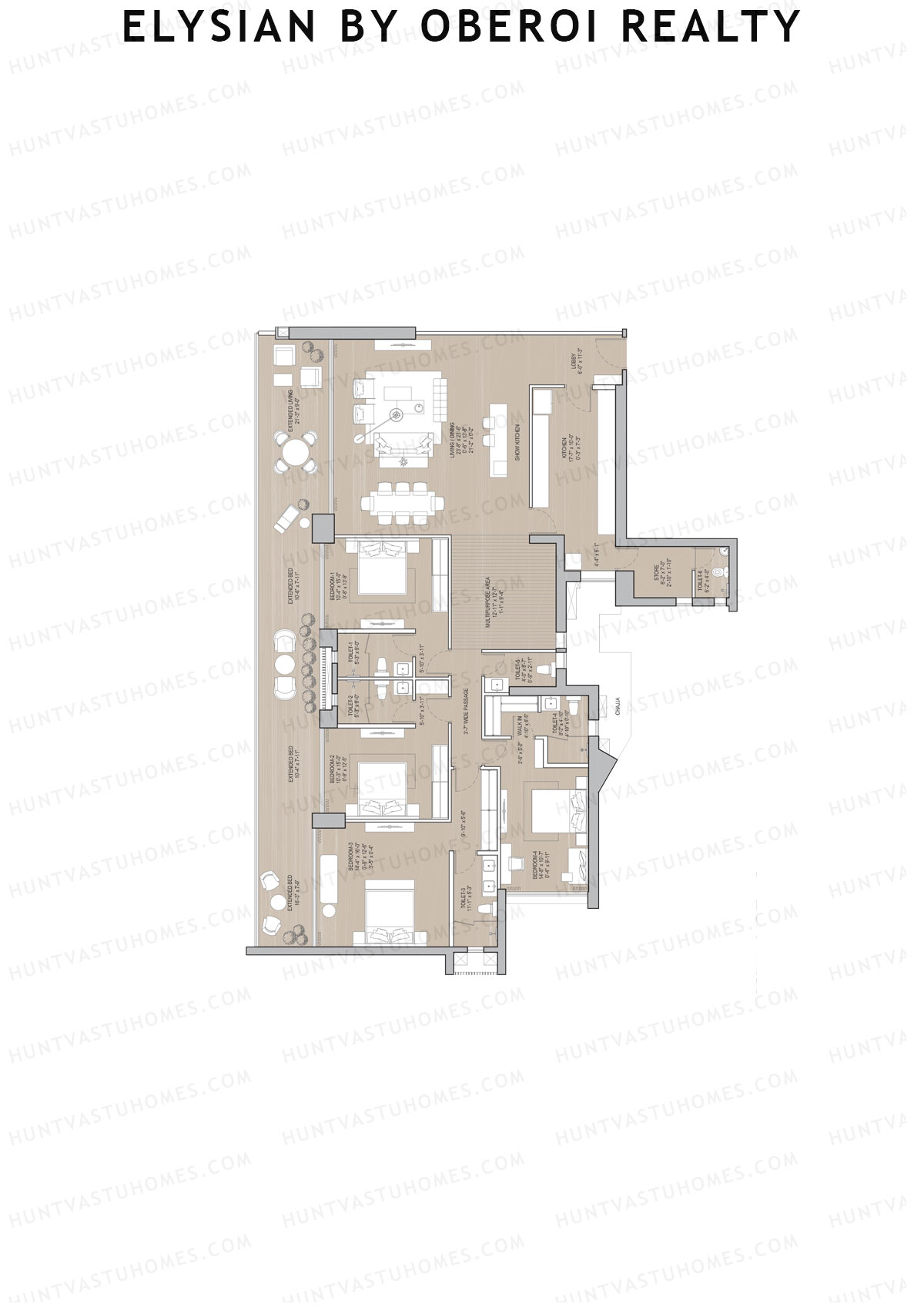 Elysian by Oberoi Realty Tower D Unit 5 Floor Plan