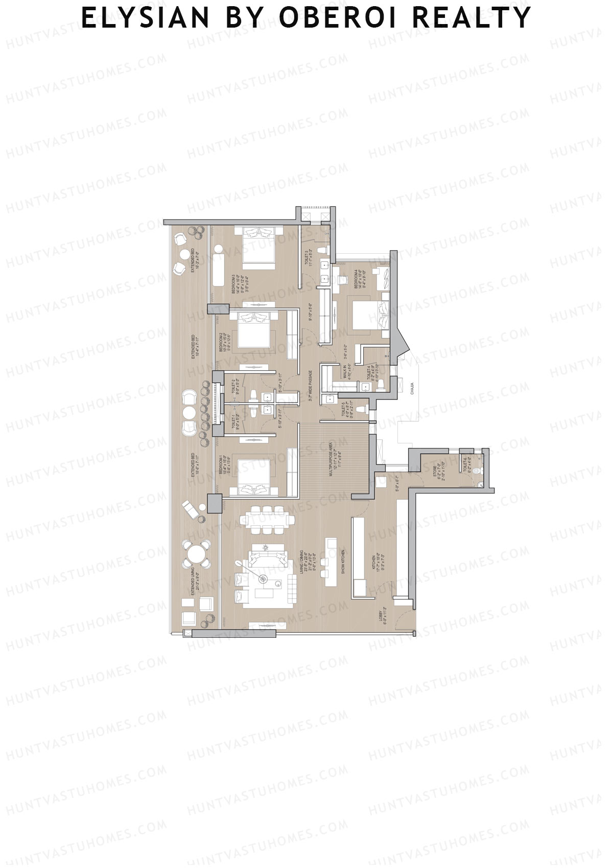 Elysian by Oberoi Realty Tower D Unit 6 Floor Plan