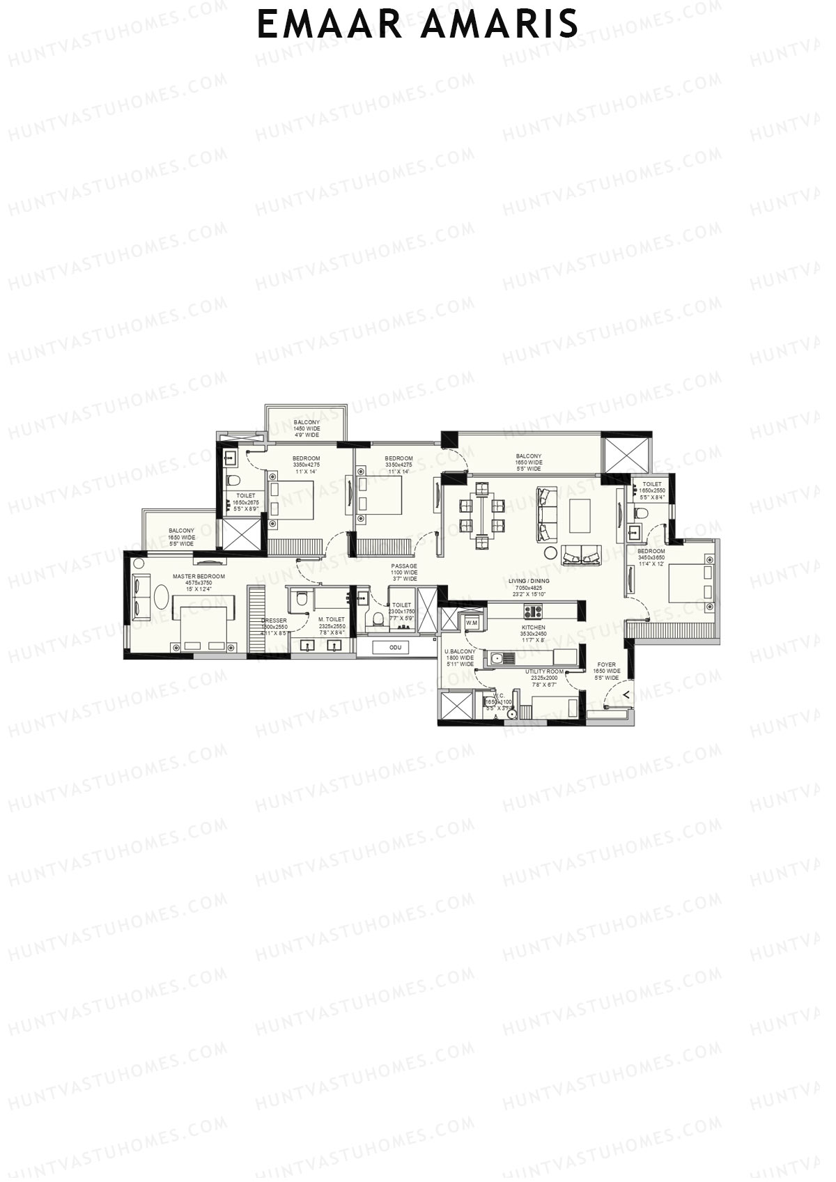 Emaar Amaris Tower 1 Unit A (Type A) Floor Plan