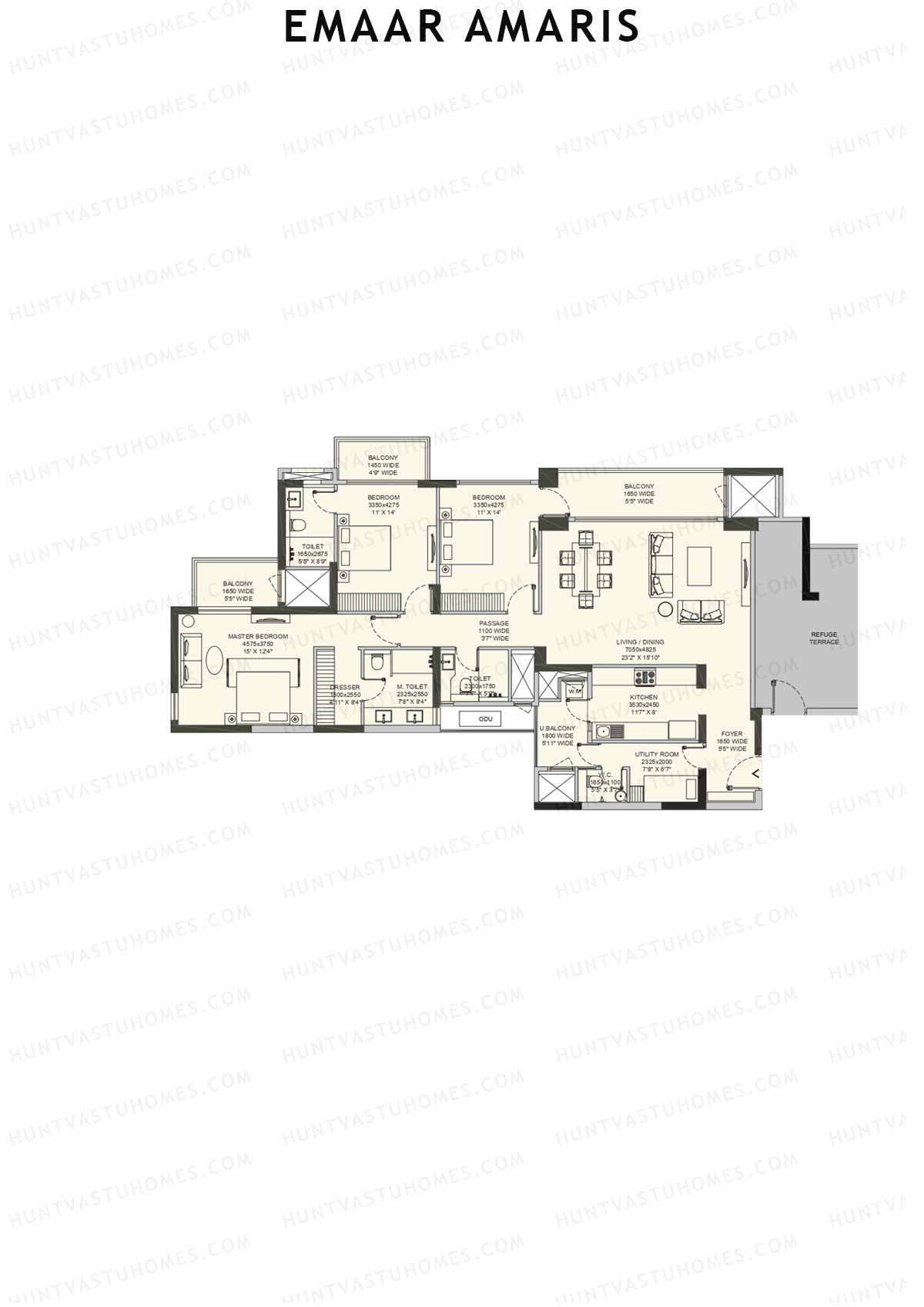 Emaar Amaris Tower 1 Unit A (Type C) Floor Plan