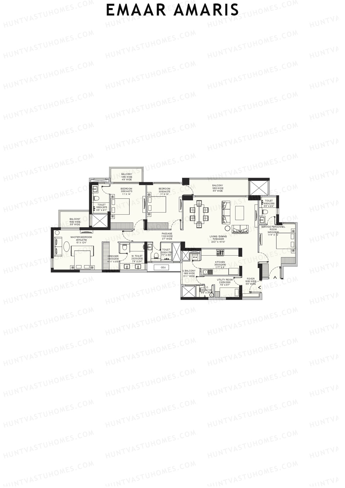 Emaar Amaris Tower 1 Unit A (Type C) Floor Plan