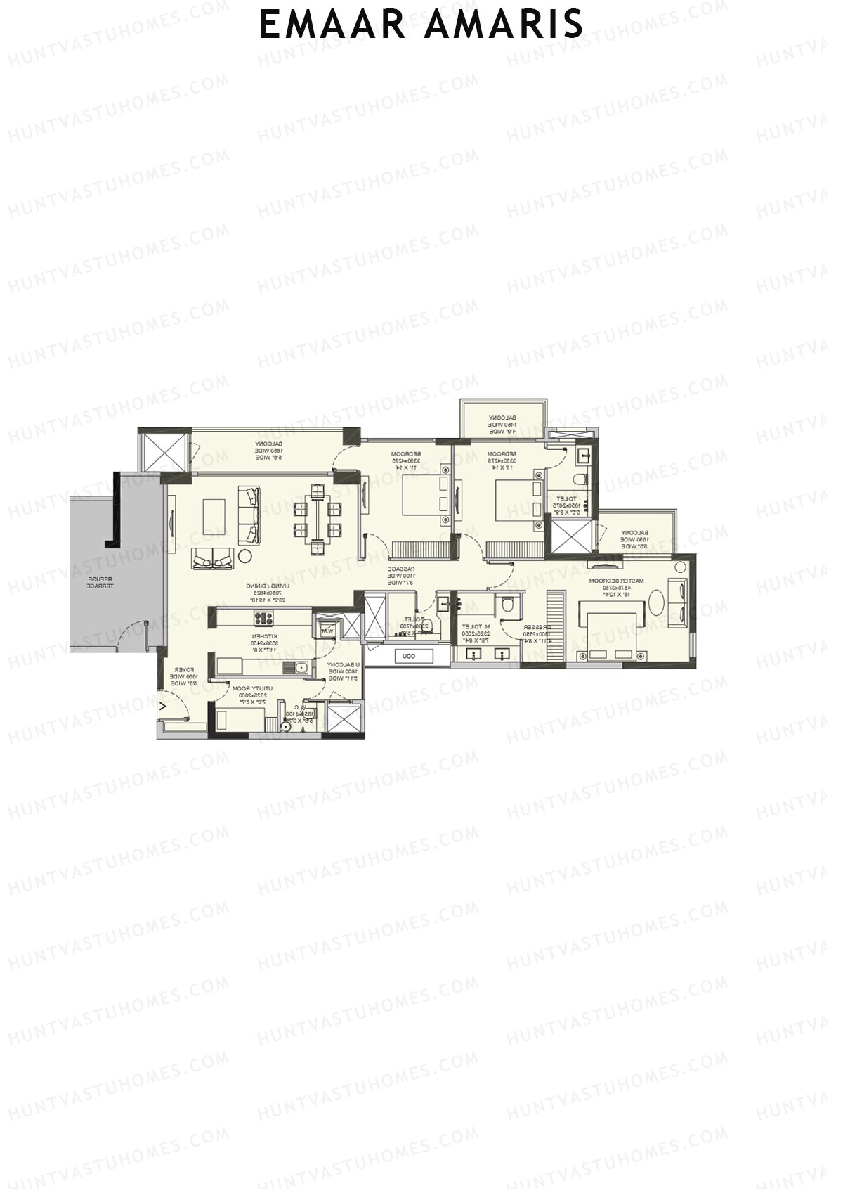 Emaar Amaris Tower 1 Unit B (Type E) Floor Plan