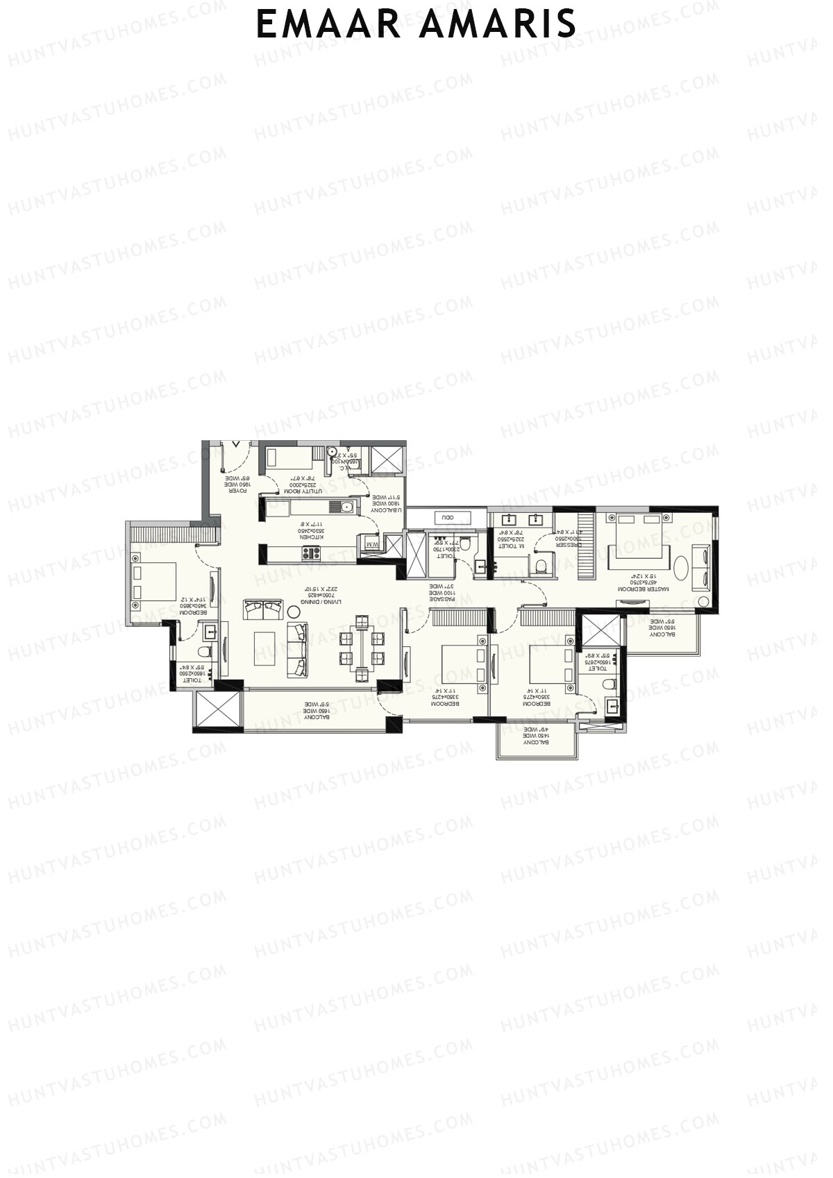 Emaar Amaris Tower 1 Unit C (Type B) Floor Plan