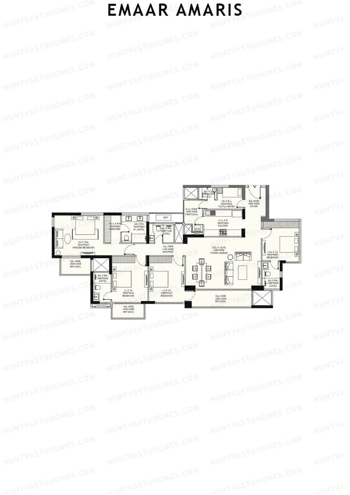 Emaar Amaris Tower 1 Unit D (Type B) Floor Plan