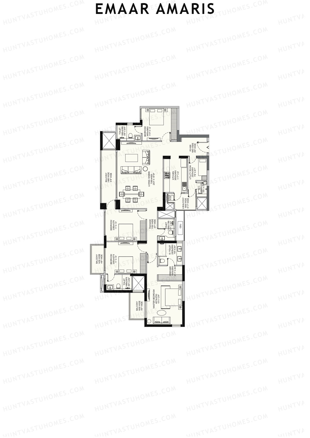 Emaar Amaris Tower 2 Unit A (Type B) Floor Plan