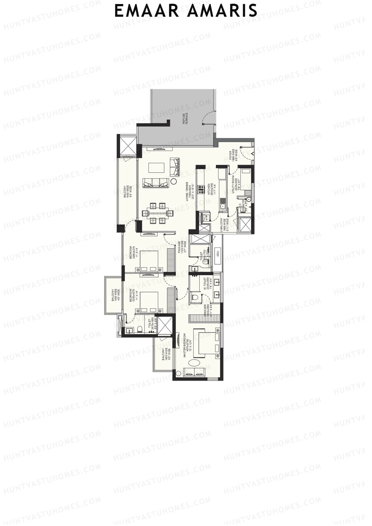 Emaar Amaris Tower 2 Unit A (Type D) Floor Plan