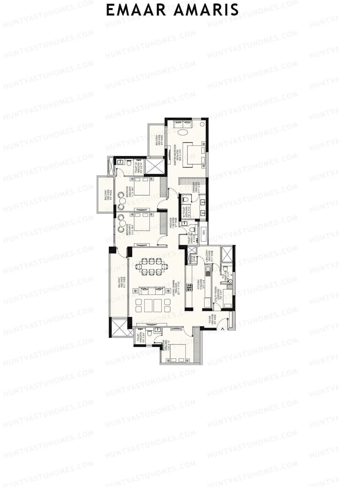 Emaar Amaris Tower 2 Unit B (Type E) Floor Plan