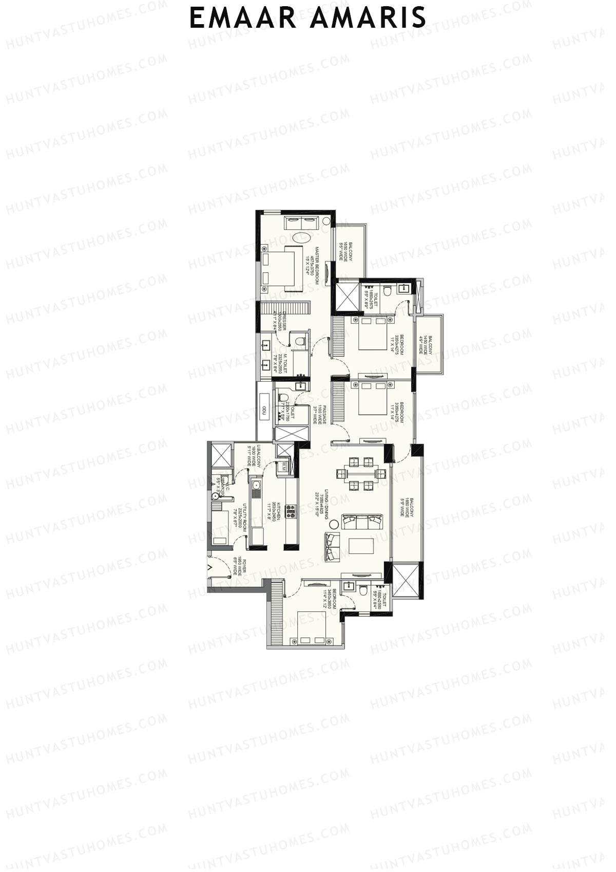 Emaar Amaris Tower 2 Unit C (Type B) Floor Plan