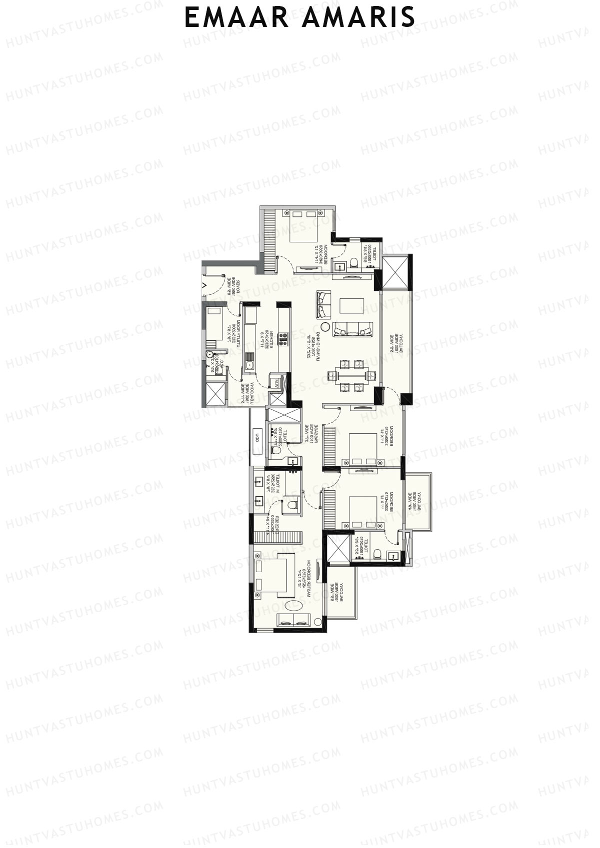 Emaar Amaris Tower 2 Unit D (Type B) Floor Plan