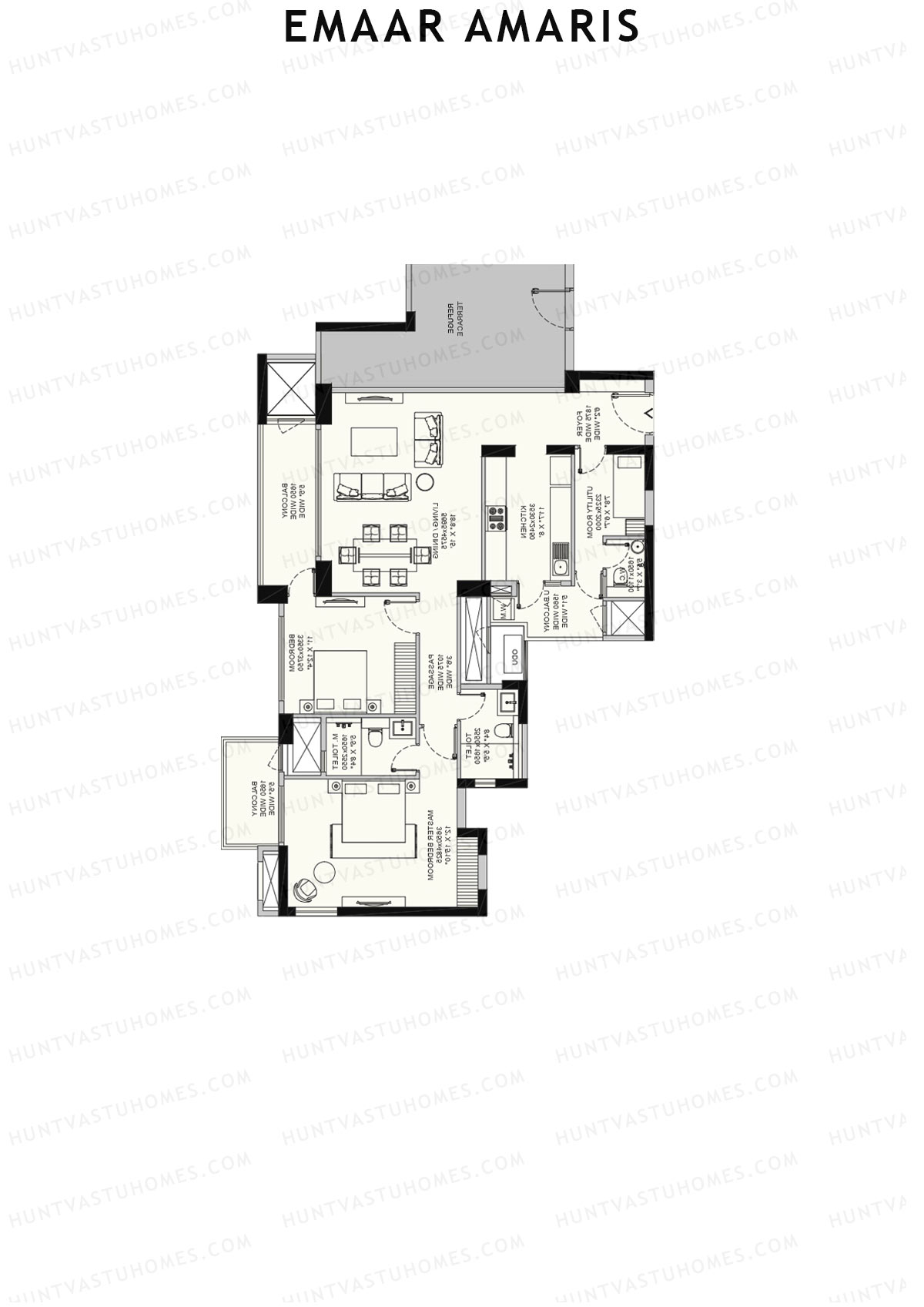 Emaar Amaris Tower 3 Unit A (Type B) Floor Plan