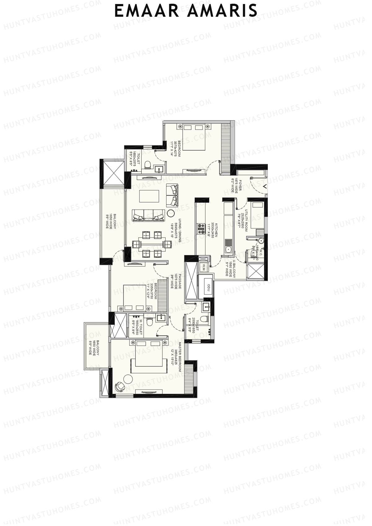 Emaar Amaris Tower 3 Unit A (Type B) Floor Plan