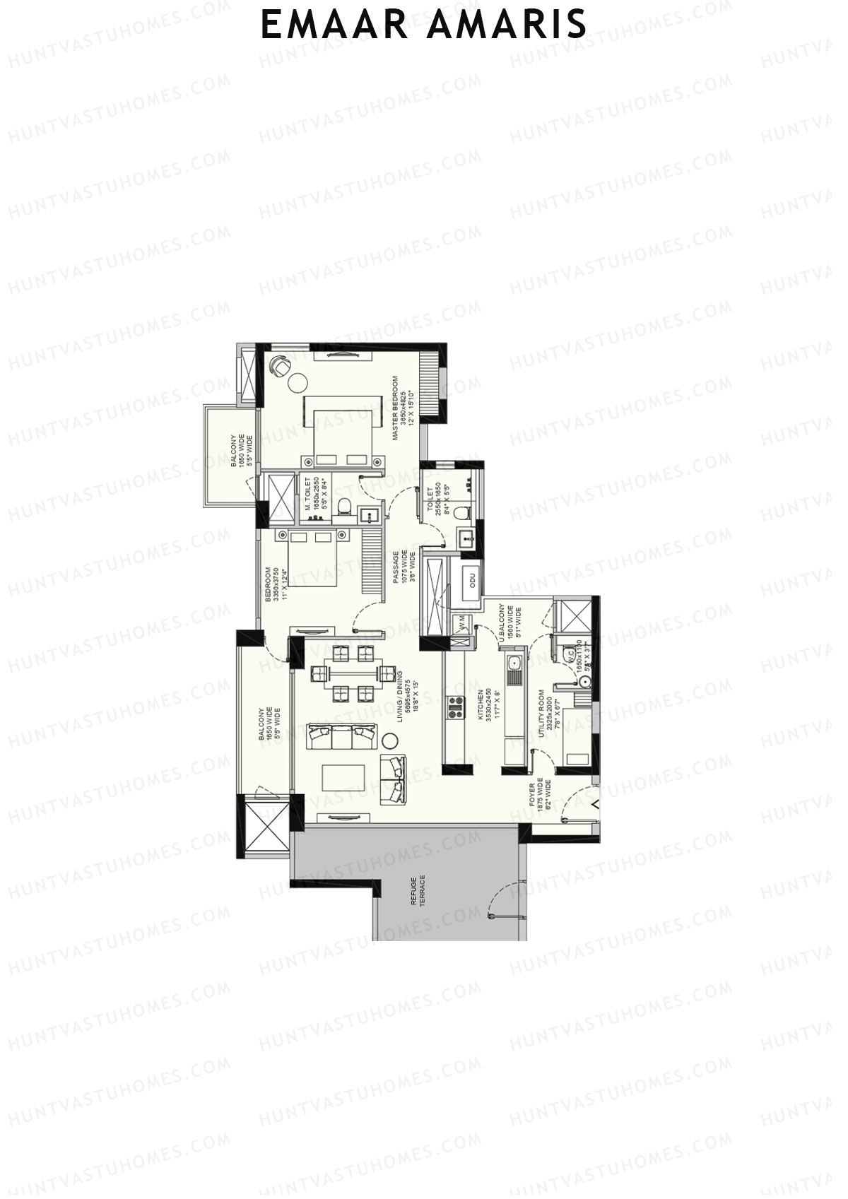 Emaar Amaris Tower 3 Unit B (Type B) Floor Plan