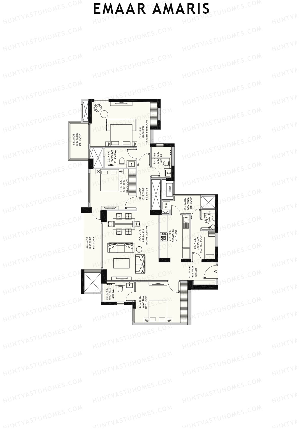 Emaar Amaris Tower 3 Unit B (Type B) Floor Plan
