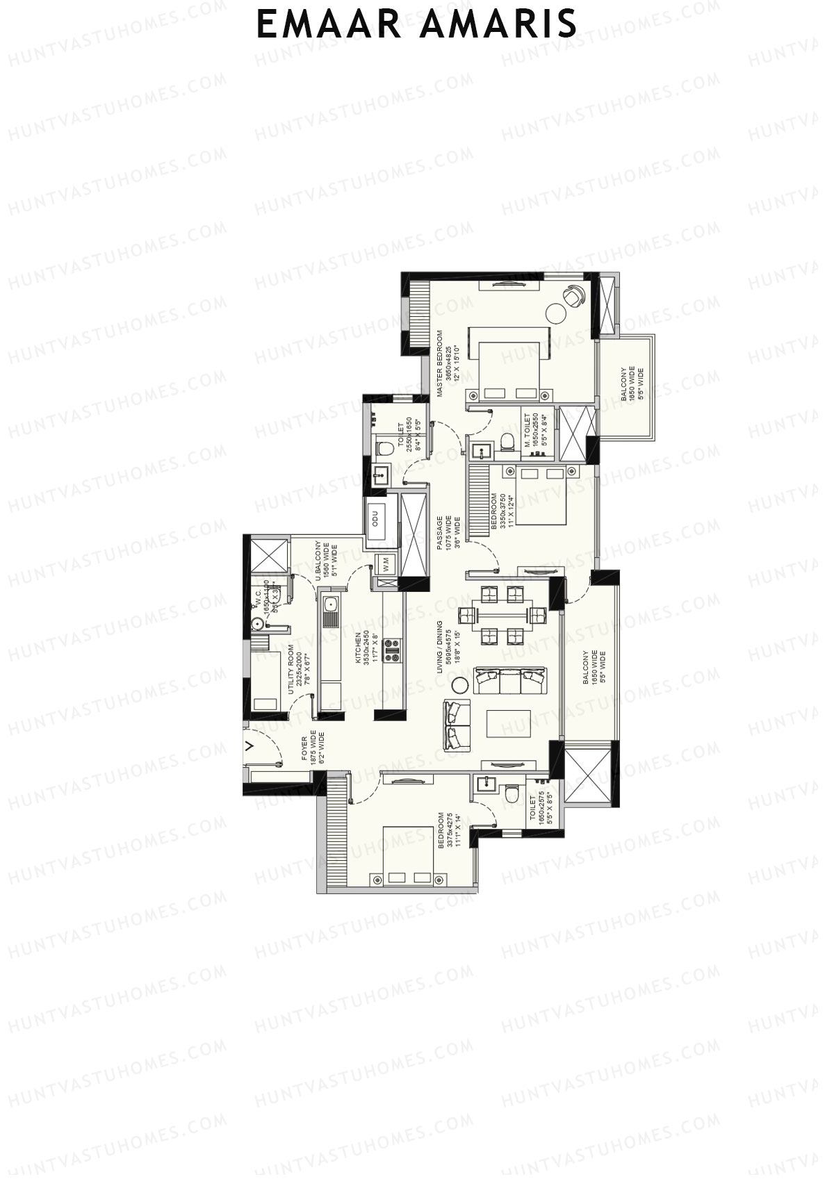 Emaar Amaris Tower 3 Unit C (Type B) Floor Plan