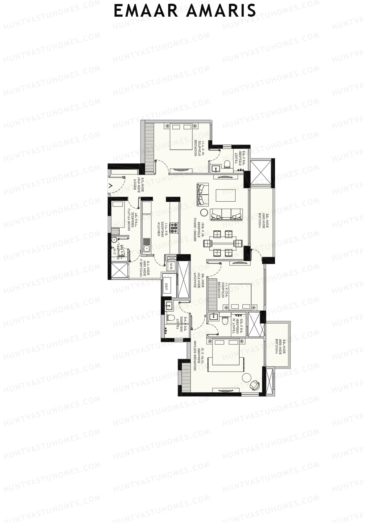 Emaar Amaris Tower 3 Unit D (Type B) Floor Plan