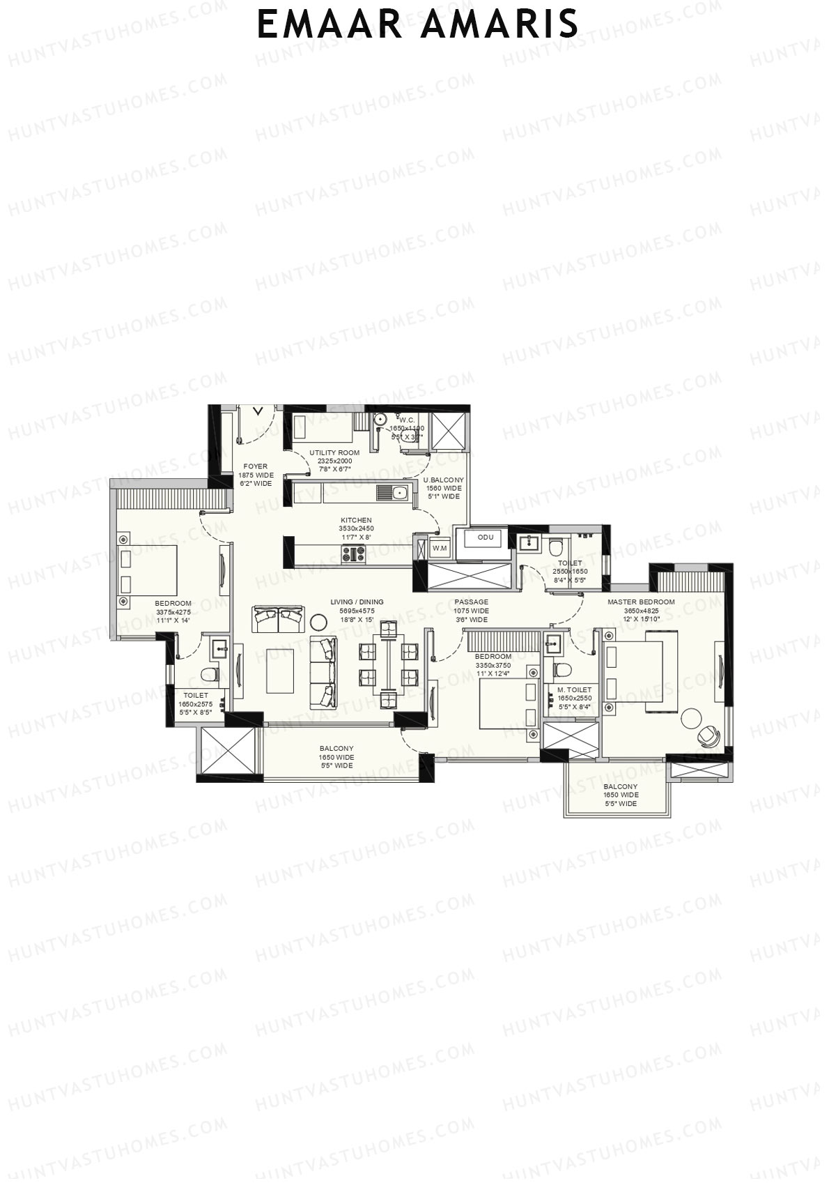 Emaar Amaris Tower 4 Unit A (Type B) Floor Plan