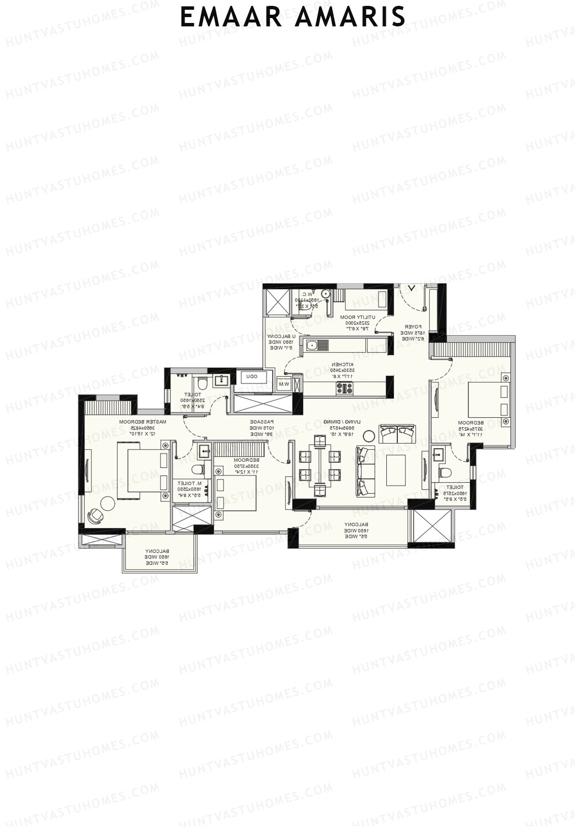 Emaar Amaris Tower 4 Unit B (Type B) Floor Plan