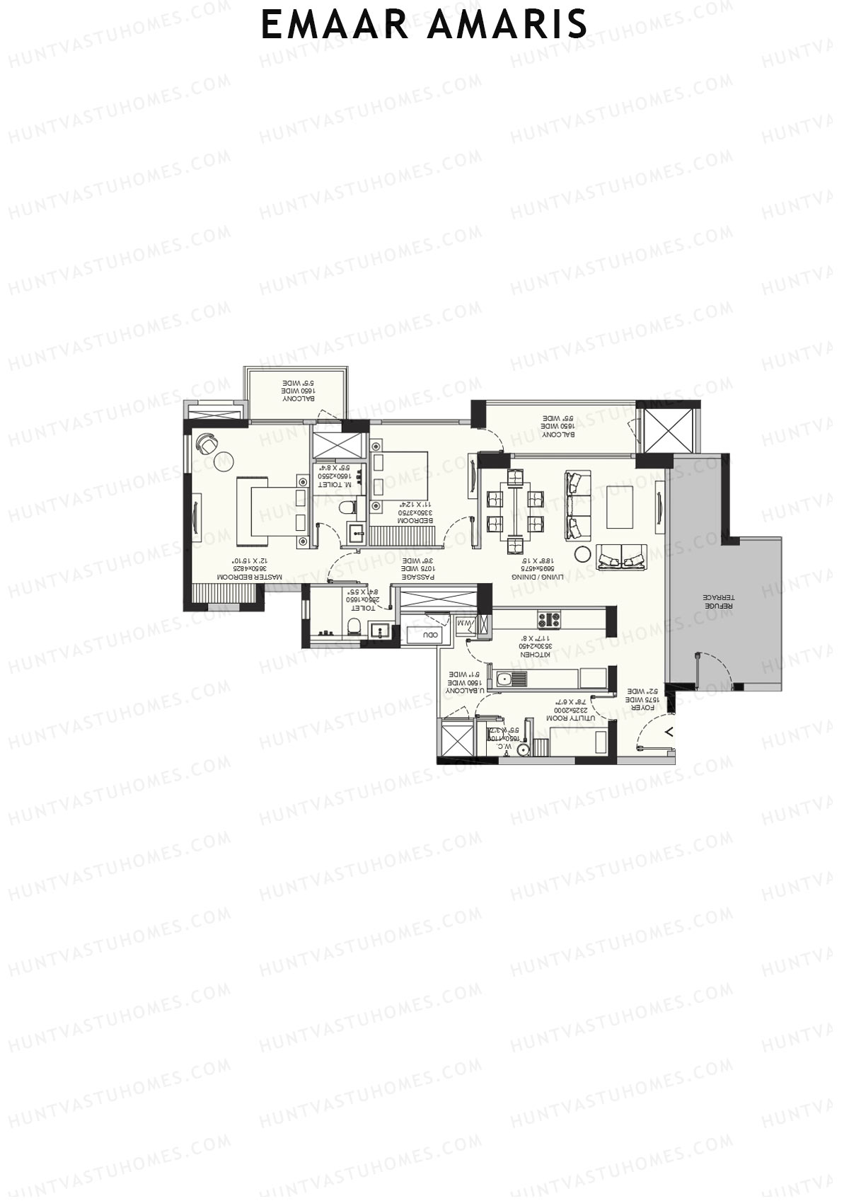 Emaar Amaris Tower 4 Unit C (Type A) Floor Plan