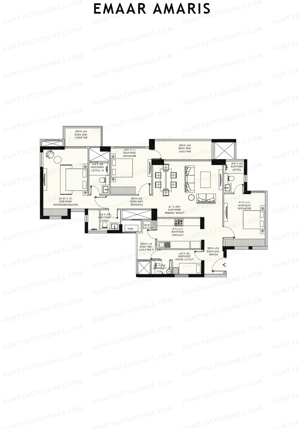 Emaar Amaris Tower 4 Unit C (Type A) Floor Plan