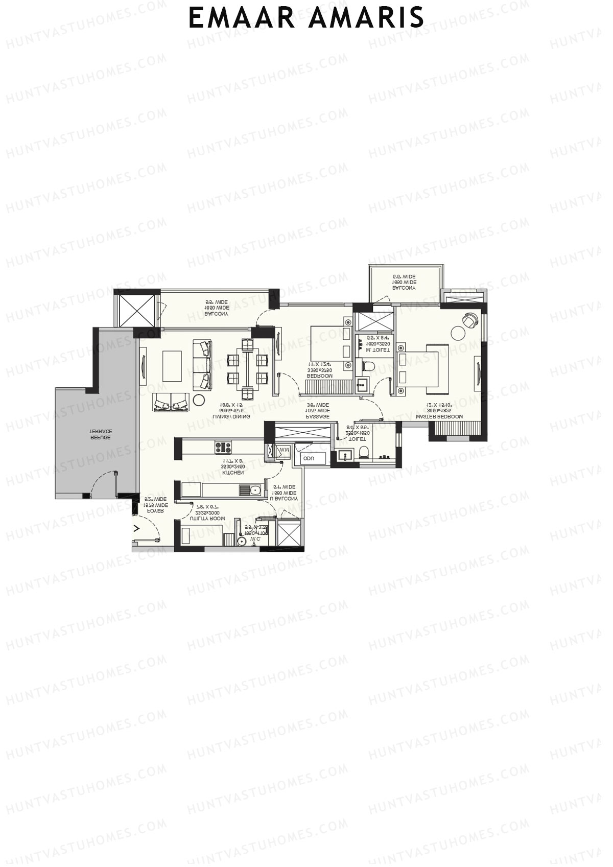 Emaar Amaris Tower 4 Unit D (Type A) Floor Plan