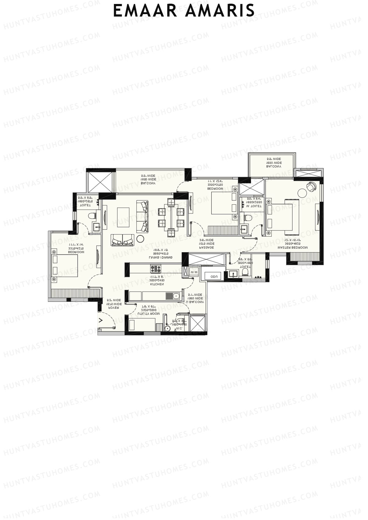 Emaar Amaris Tower 4 Unit D (Type A) Floor Plan