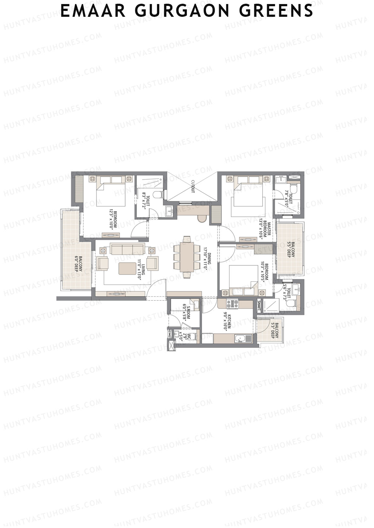 Emaar Gurgaon Greens Tower 1 Unit 1 Floor Plan