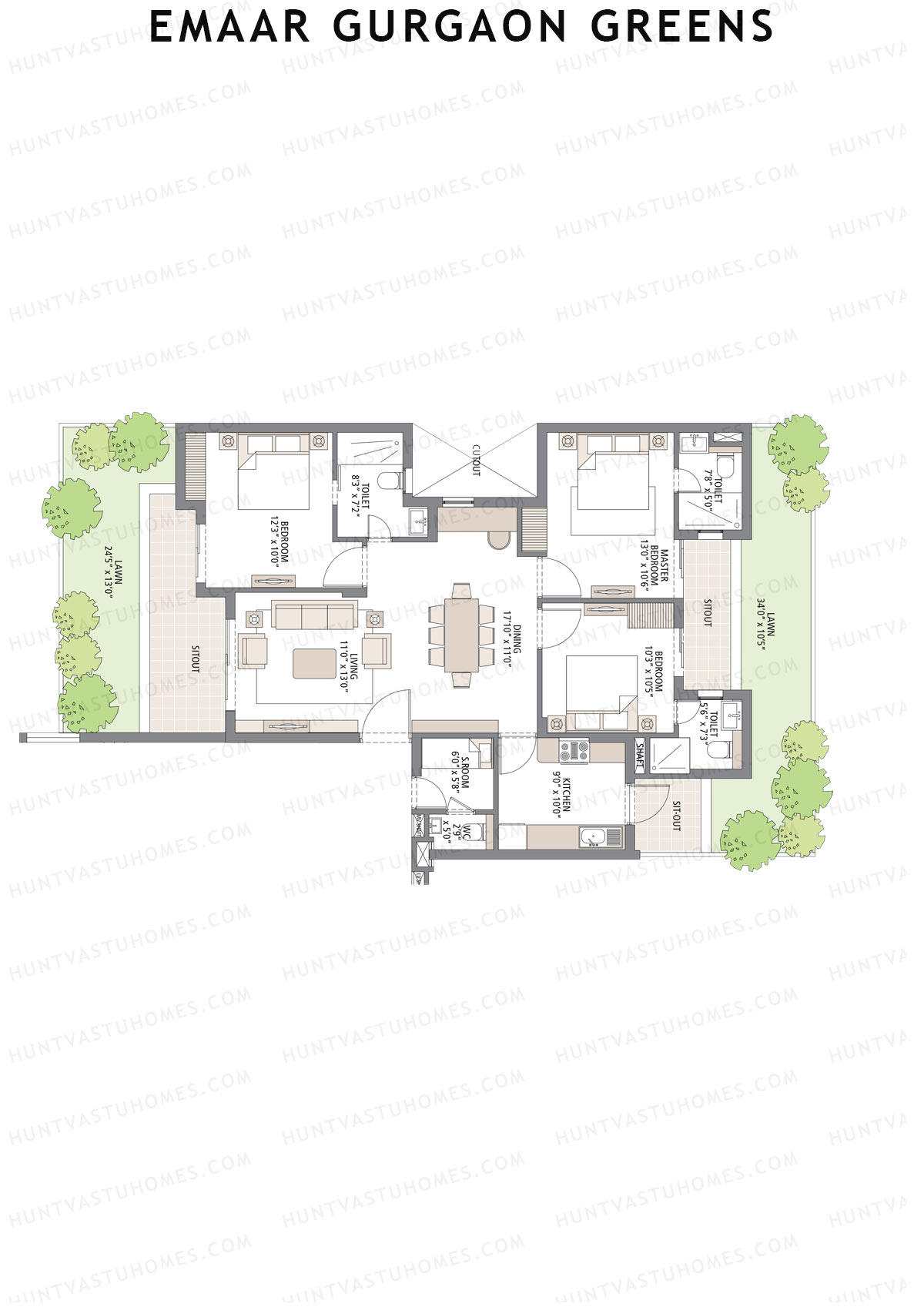 Emaar Gurgaon Greens Tower 1 Unit 1 Floor Plan