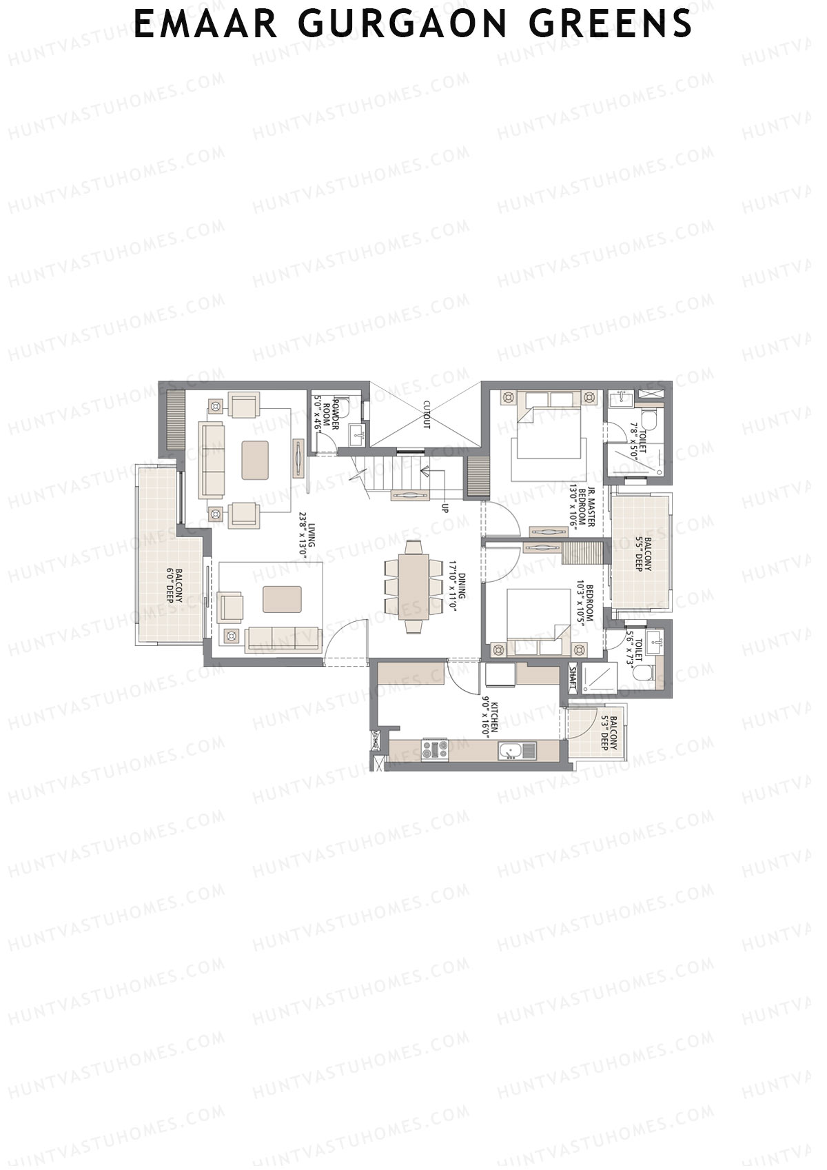 Emaar Gurgaon Greens Tower 1 Unit 1 (Penthouse) Floor Plan