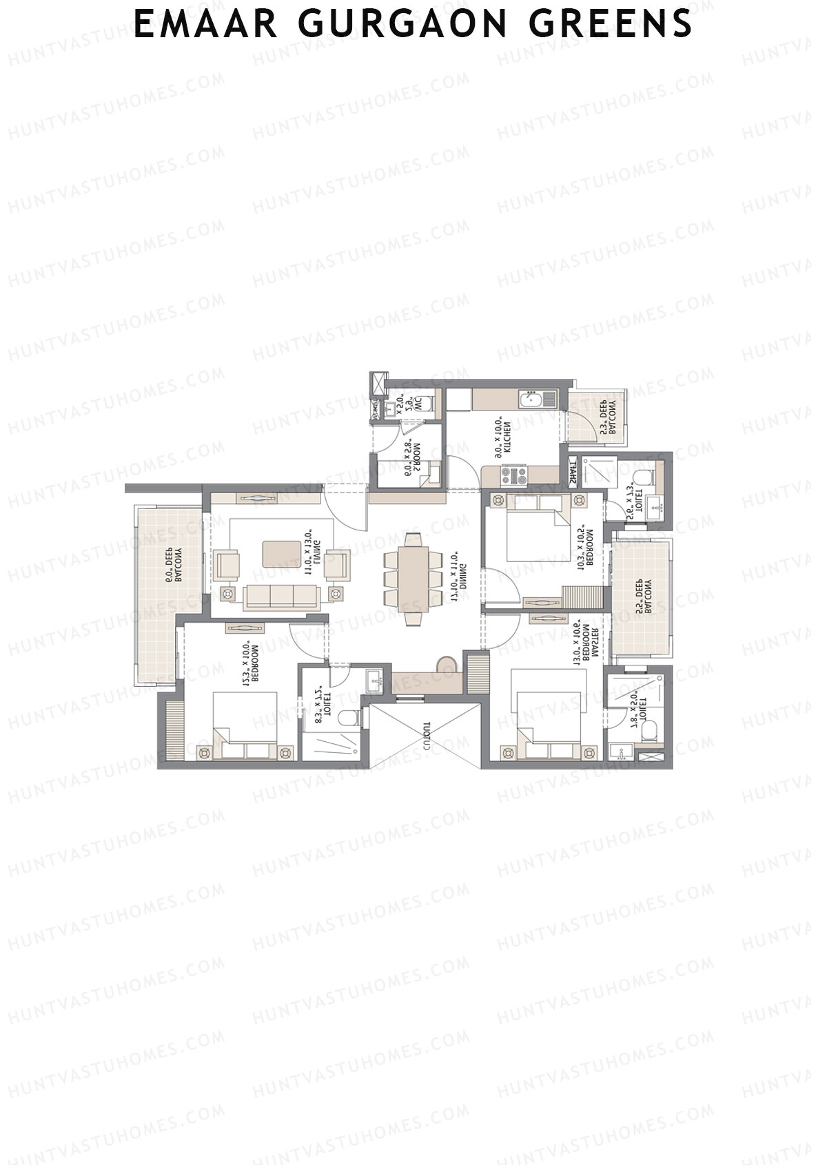 Emaar Gurgaon Greens Tower 1 Unit 2 Floor Plan
