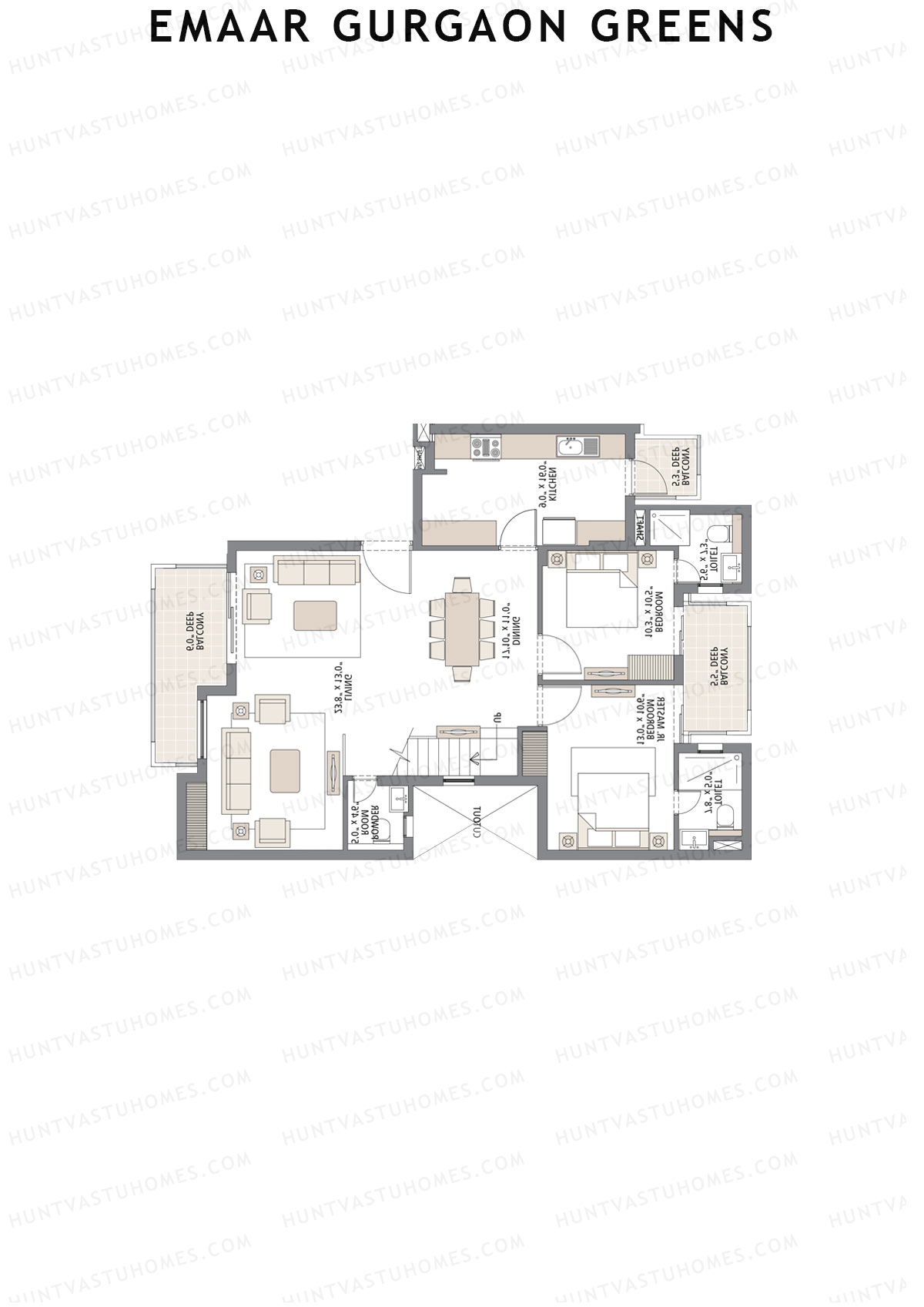 Emaar Gurgaon Greens Tower 1 Unit 2 (Penthouse) Floor Plan