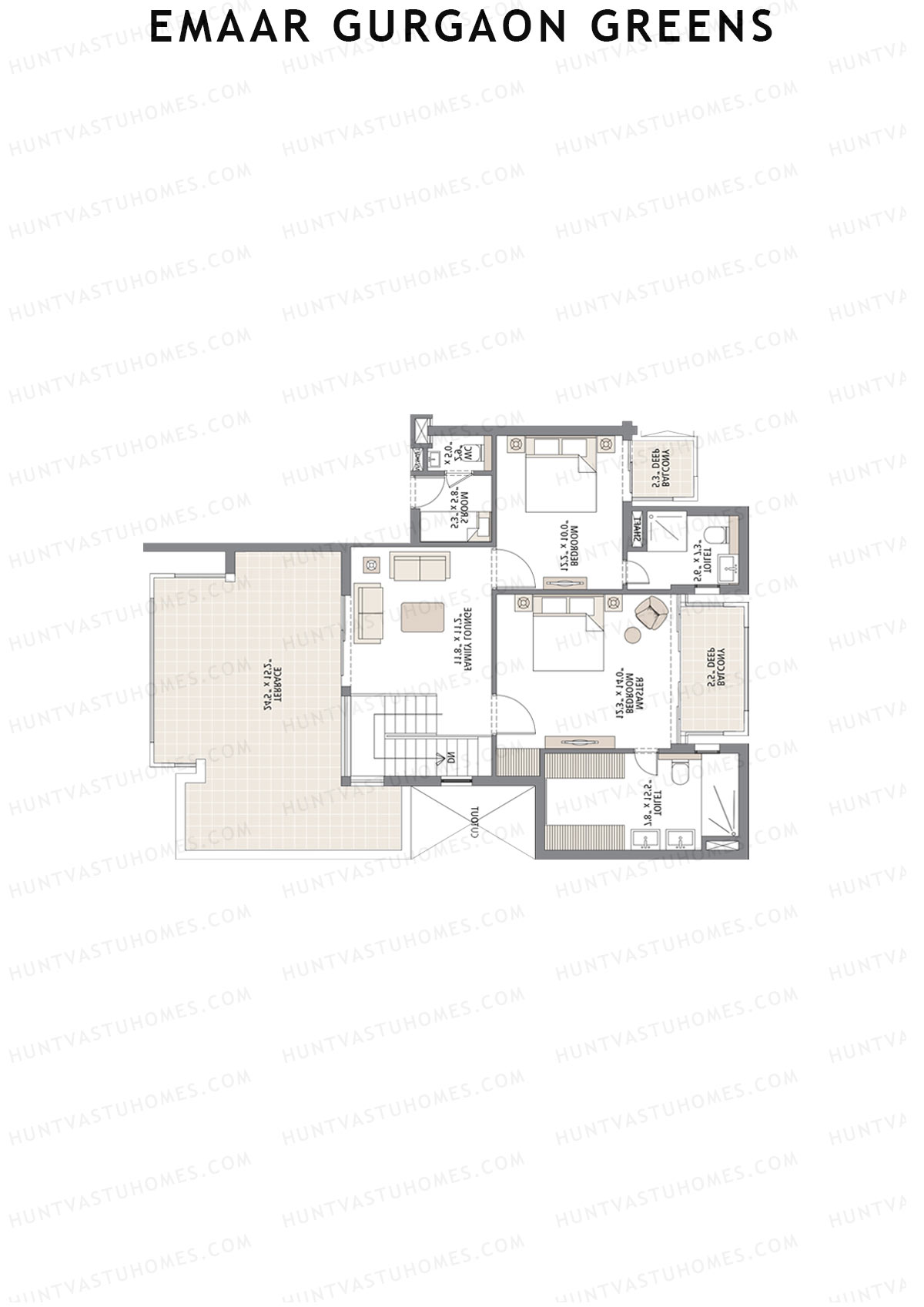 Emaar Gurgaon Greens Tower 1 Unit 2 (Penthouse) Floor Plan