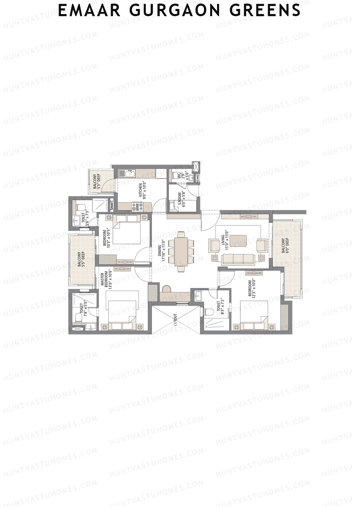 Emaar Gurgaon Greens Tower 7 Unit 1 Floor Plan