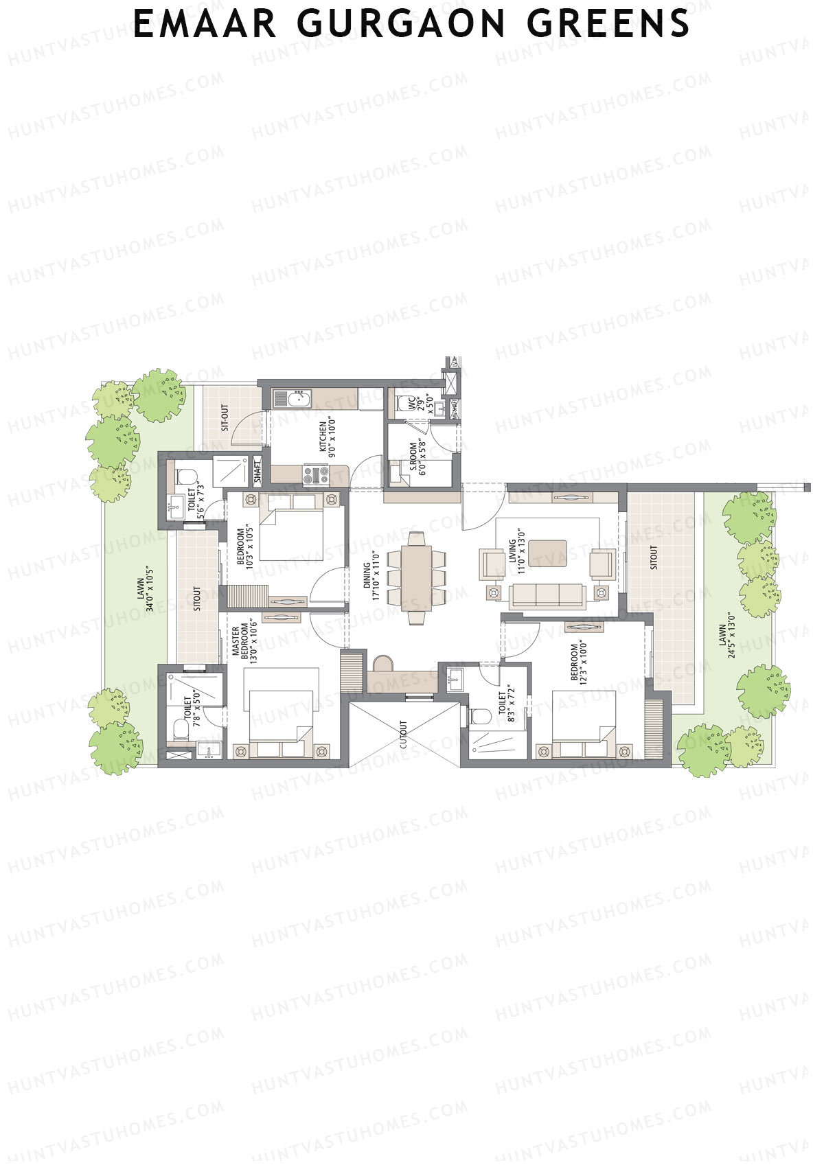 Emaar Gurgaon Greens Tower 7 Unit 1 Floor Plan