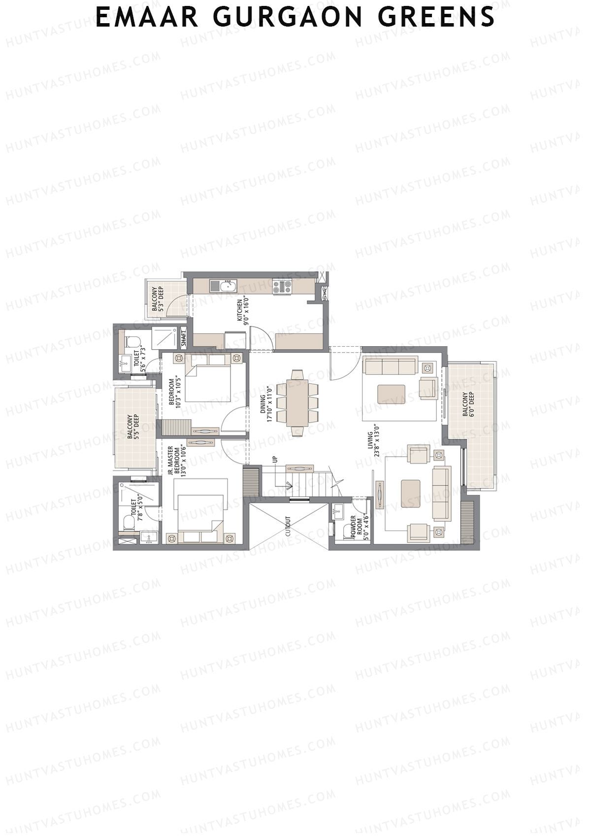 Emaar Gurgaon Greens Tower 7 Unit 1 (Penthouse) Floor Plan