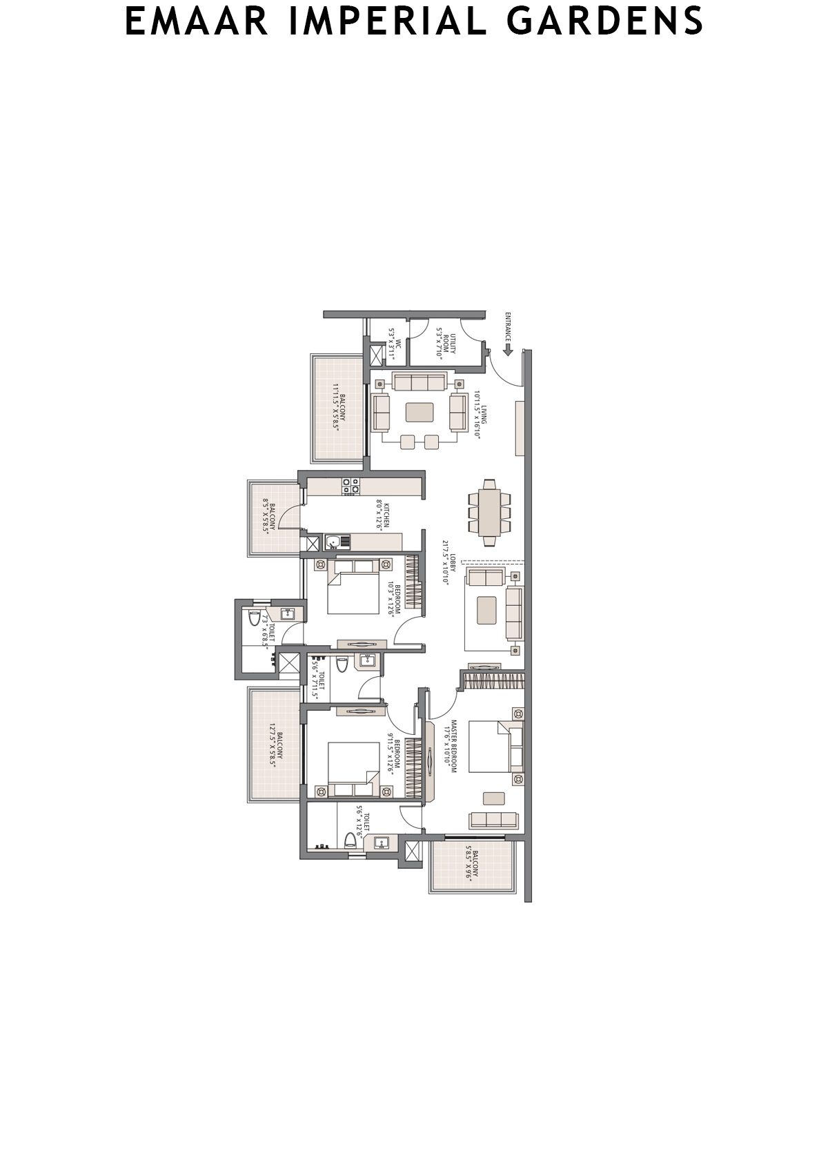 Emaar Imperial Gardens Tower 1 Unit 2 Floor Plan