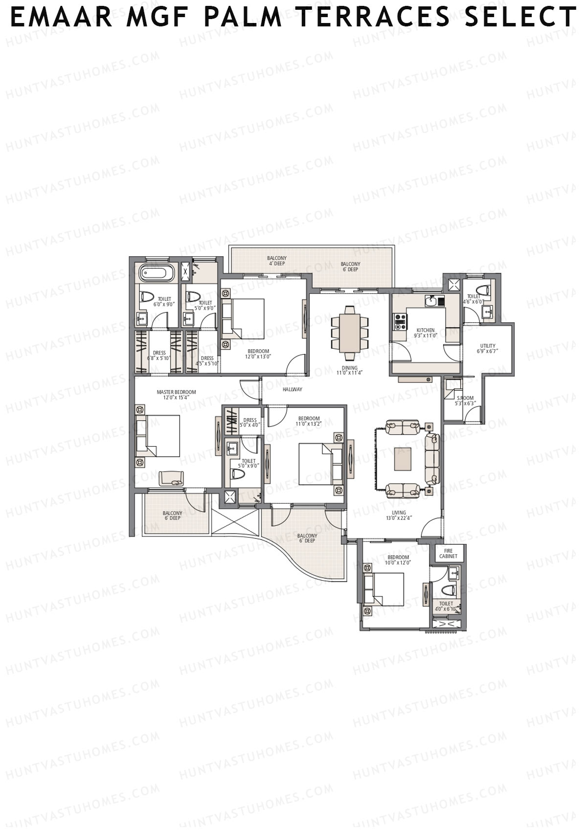 Emaar MGF Palm Terraces Select Tower 1 Unit 1 Floor Plan