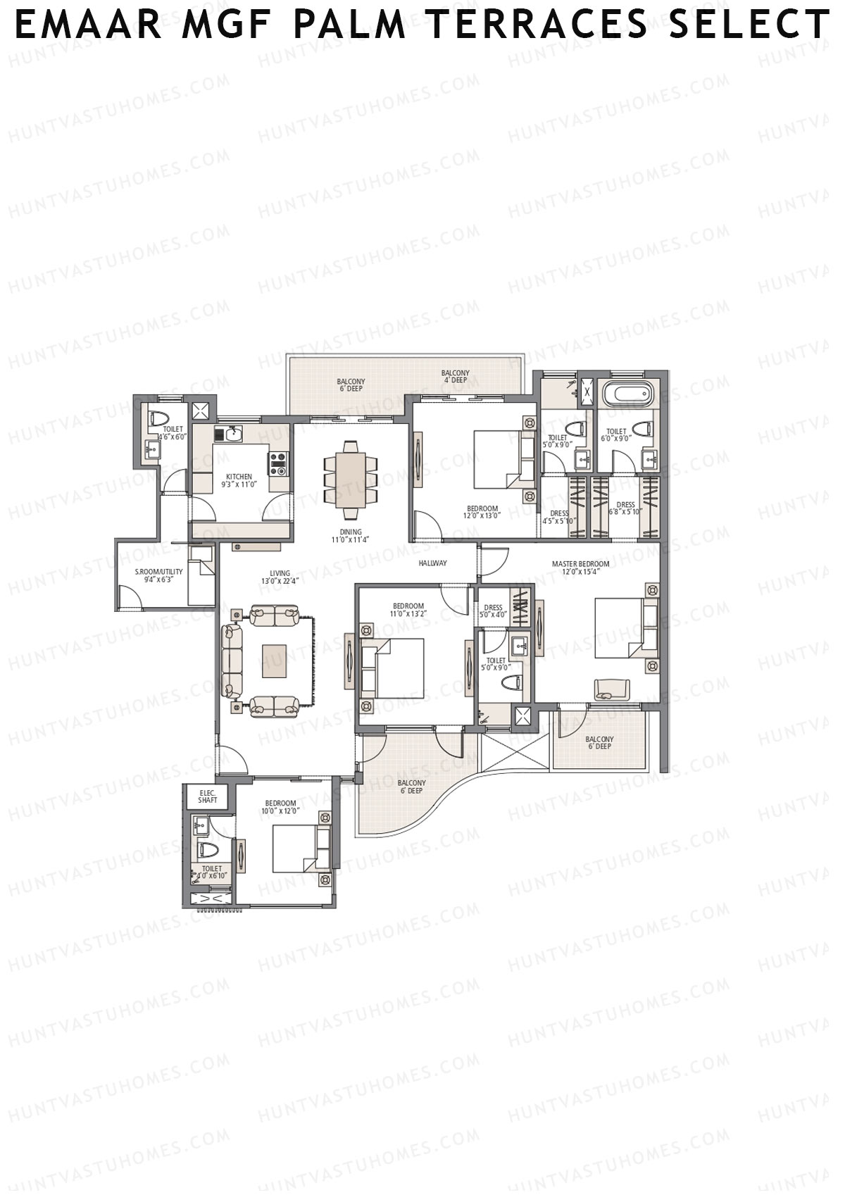 Emaar MGF Palm Terraces Select Tower 1 Unit 2 Floor Plan
