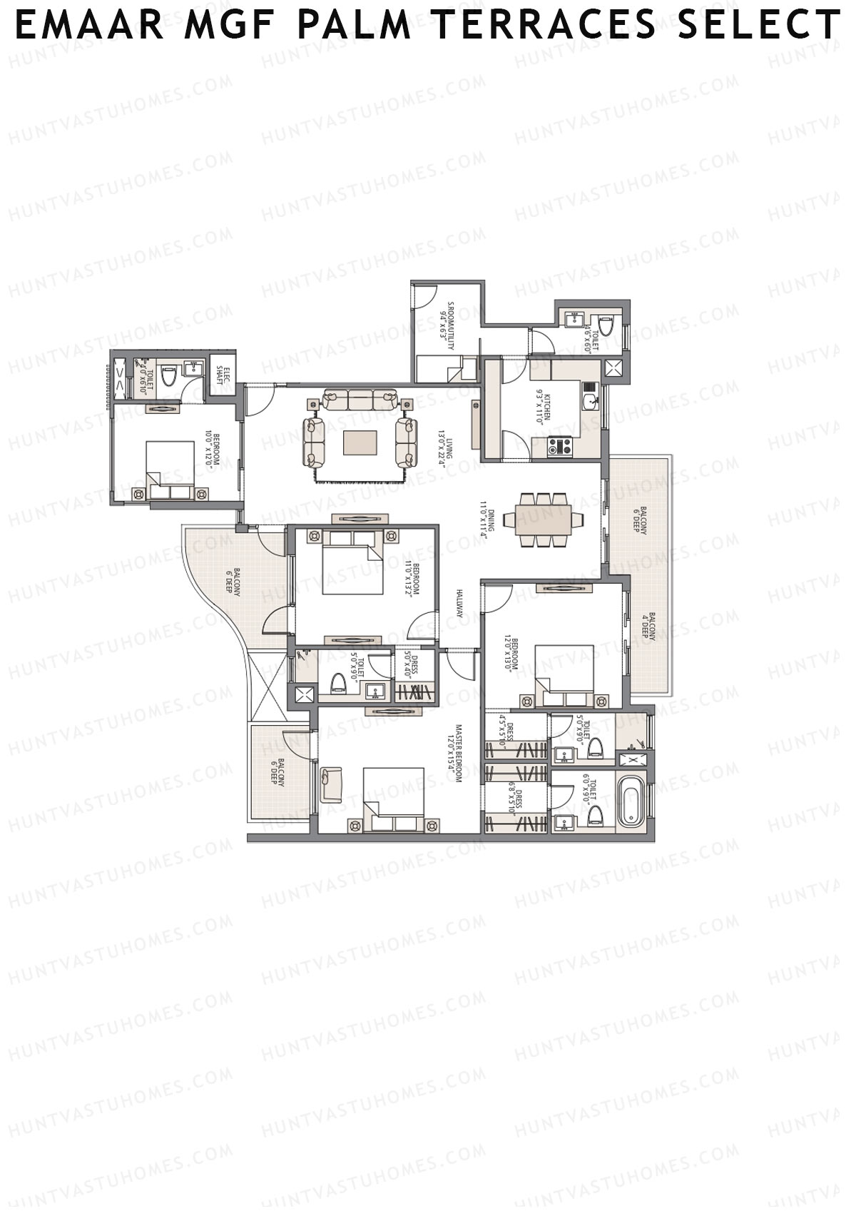 Emaar MGF Palm Terraces Select Tower 5 Unit 2 Floor Plan