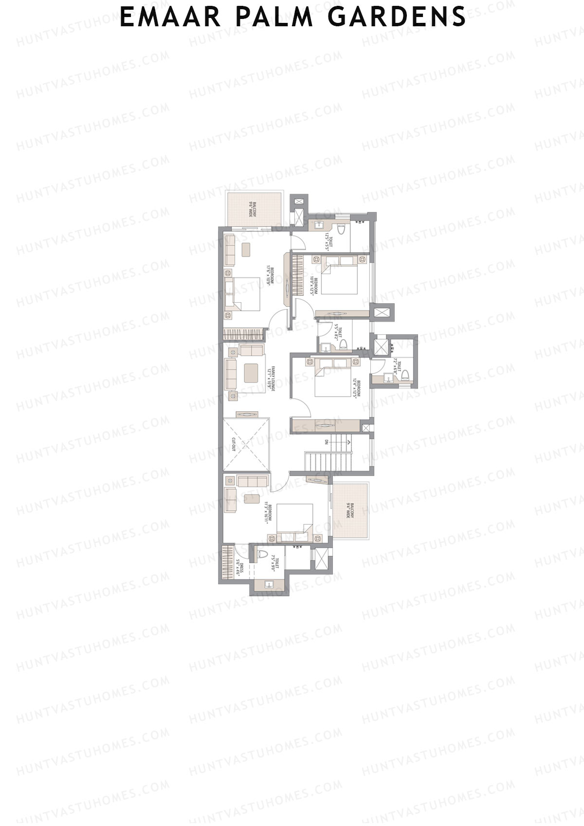 Emaar Palm Gardens, Tower 10, Unit 6 (Penthouse), 5BHK, Super Area 3750   sq ft 