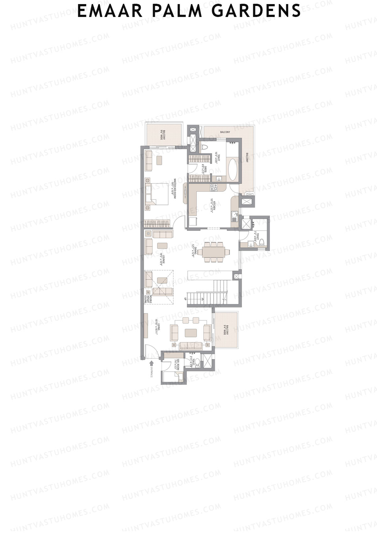 Emaar Palm Gardens, Tower 11, Unit 3 (Penthouse), 5BHK, Super Area 3750   sq ft 