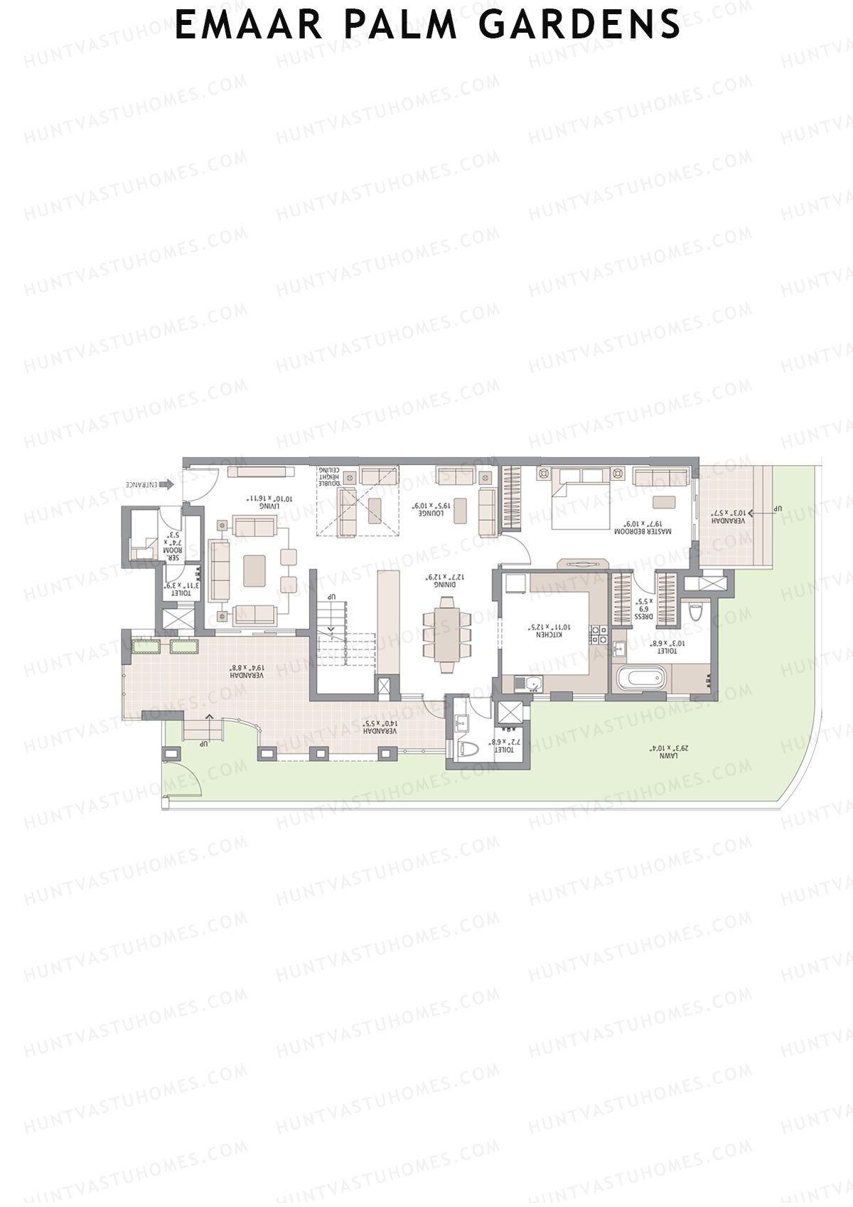 Emaar Palm Gardens, Tower 1, Unit 3 (Duplex ), 5BHK, Super Area 3750   sq ft 