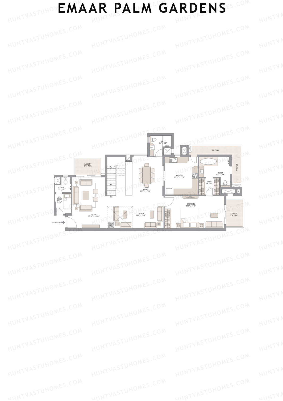 Emaar Palm Gardens, Tower 2, Unit 5 (Penthouse), 5BHK, Super Area 3750   sq ft 