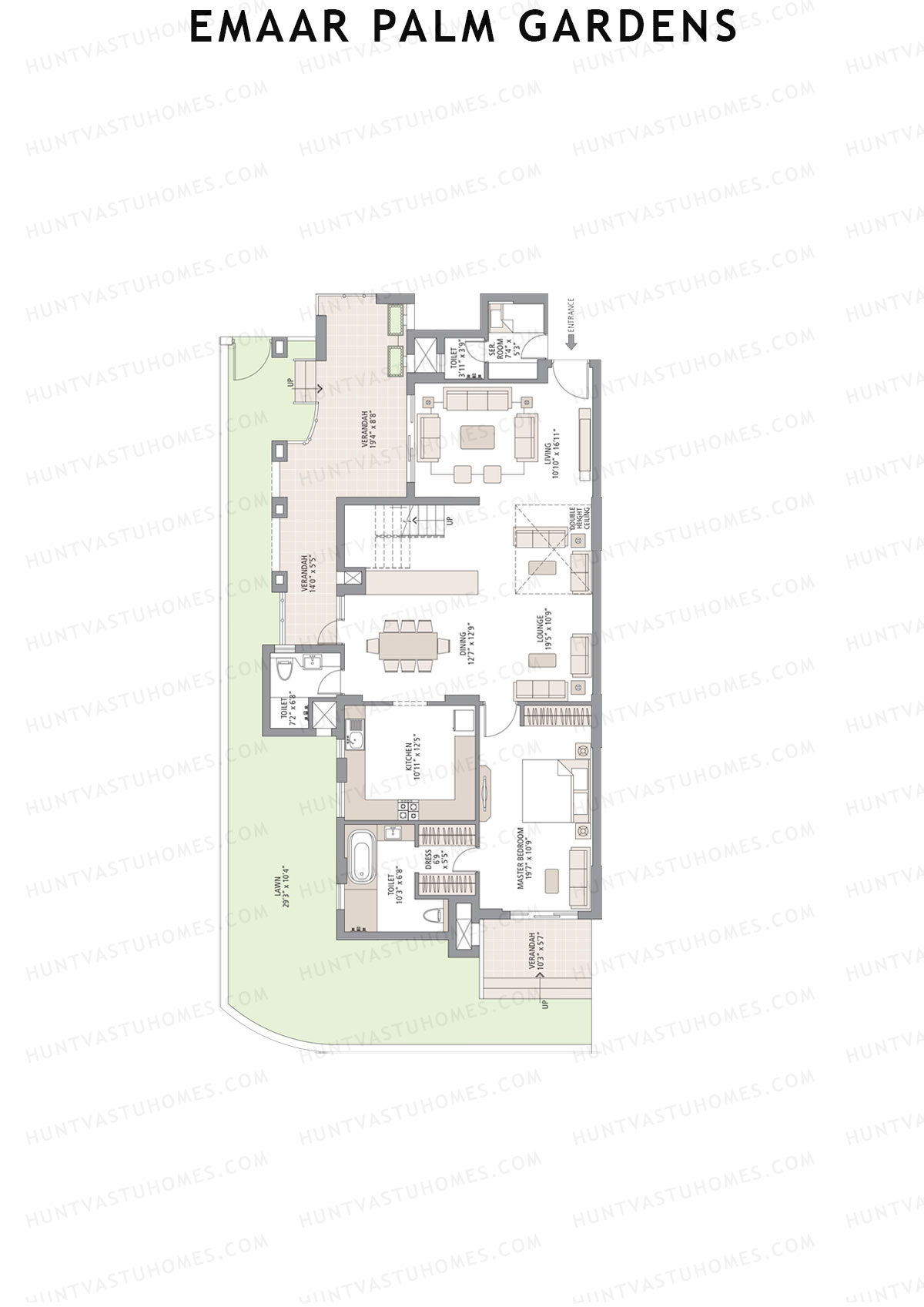 Emaar Palm Gardens, Tower 3, Unit 6 (Duplex ), 5BHK, Super Area 3750   sq ft 